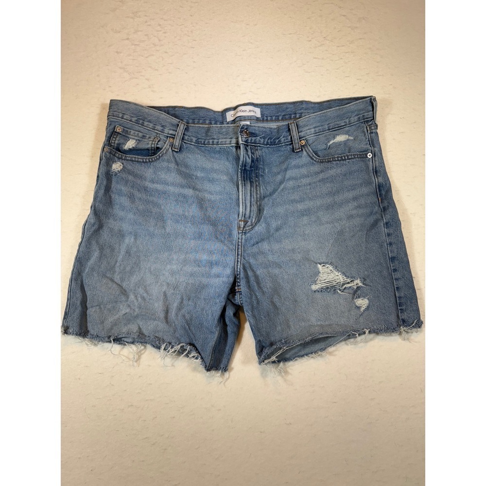 Calvin Klein Jeans Womens Denim Shorts Blue Distressed Frayed Hem Size W40